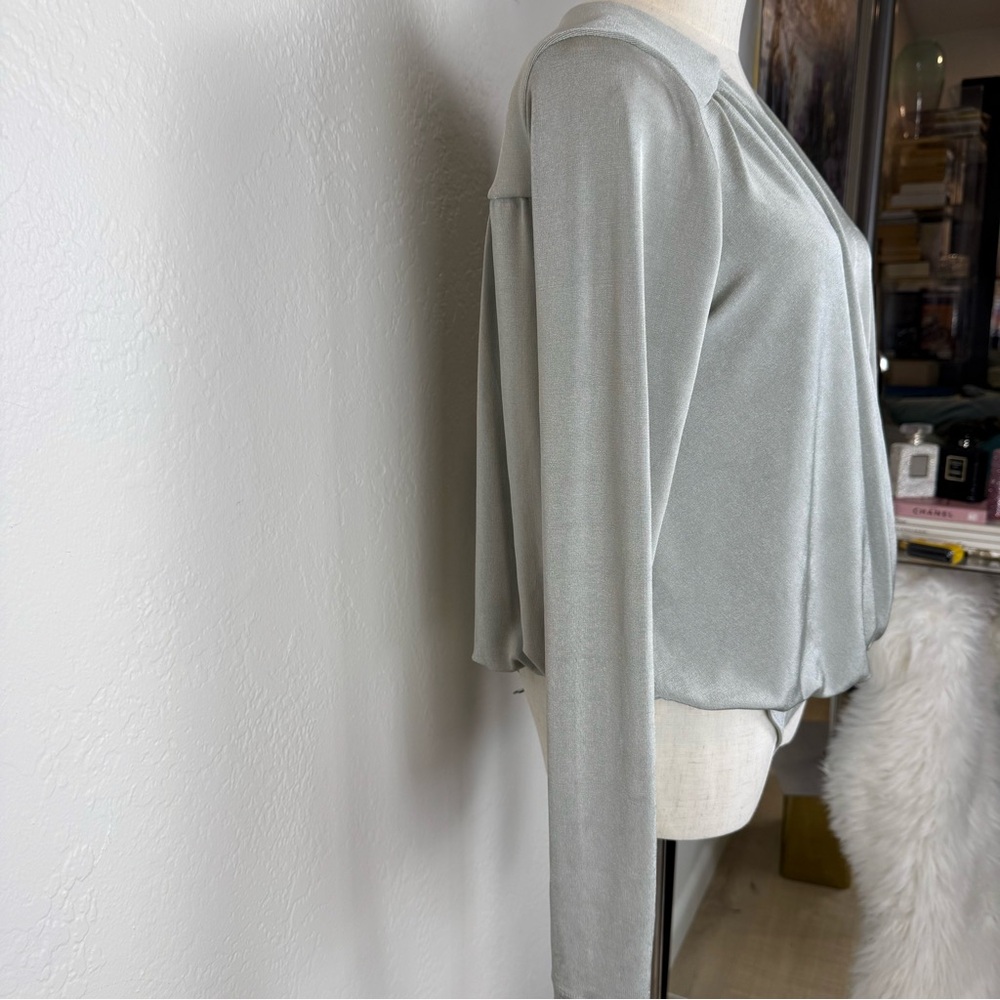 Free People Intimately Turnt Long Sleeve Wrap Bodysuit Sage Green L - Picture 4 of 9